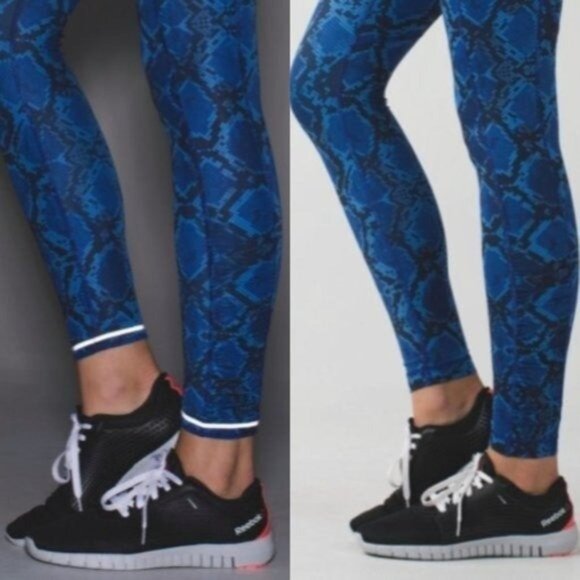 Lululemon Speed Tight IV Leggings Sz 6 Mini Ziggy Snake Pipe Dream Sapphire Blue - Picture 5 of 12